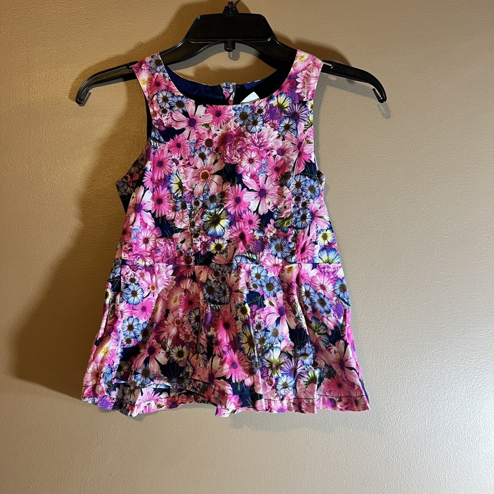 Joe Fresh Girl’s Size Large 10/12 Floral Peplum Top Sleeveless